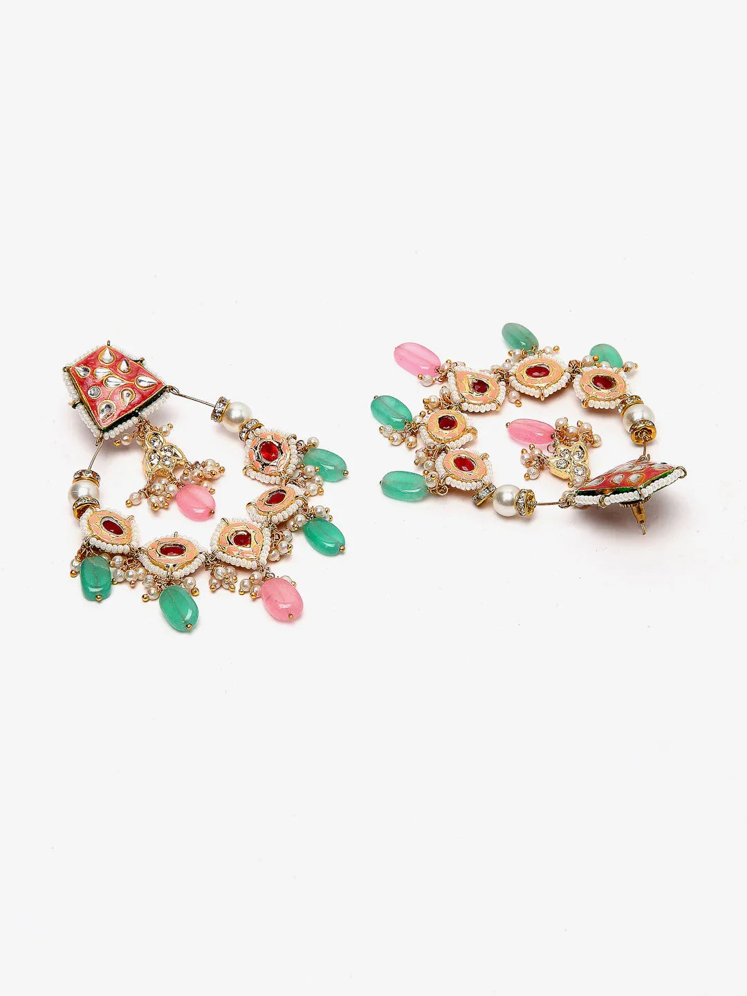 Red and White Meenakari Earring chandbala from Dugristyle Ruhaniyat By Dugran