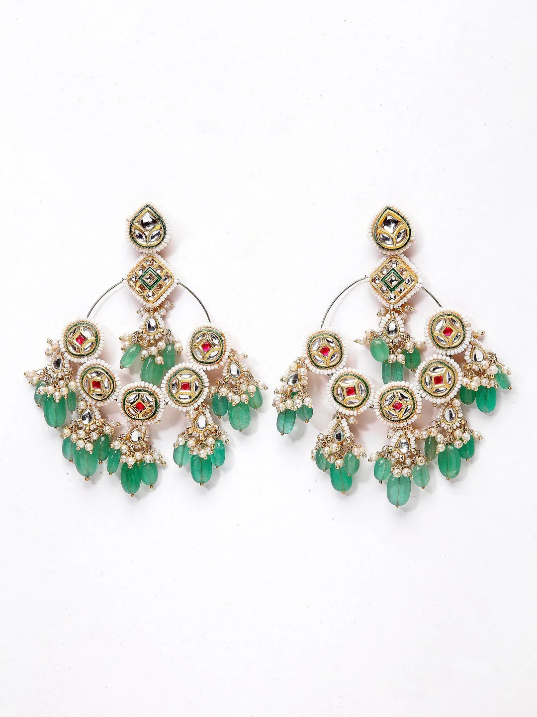 Red and White Kundan chandbala earring from Dugristyle Ruhaniyat By Dugran