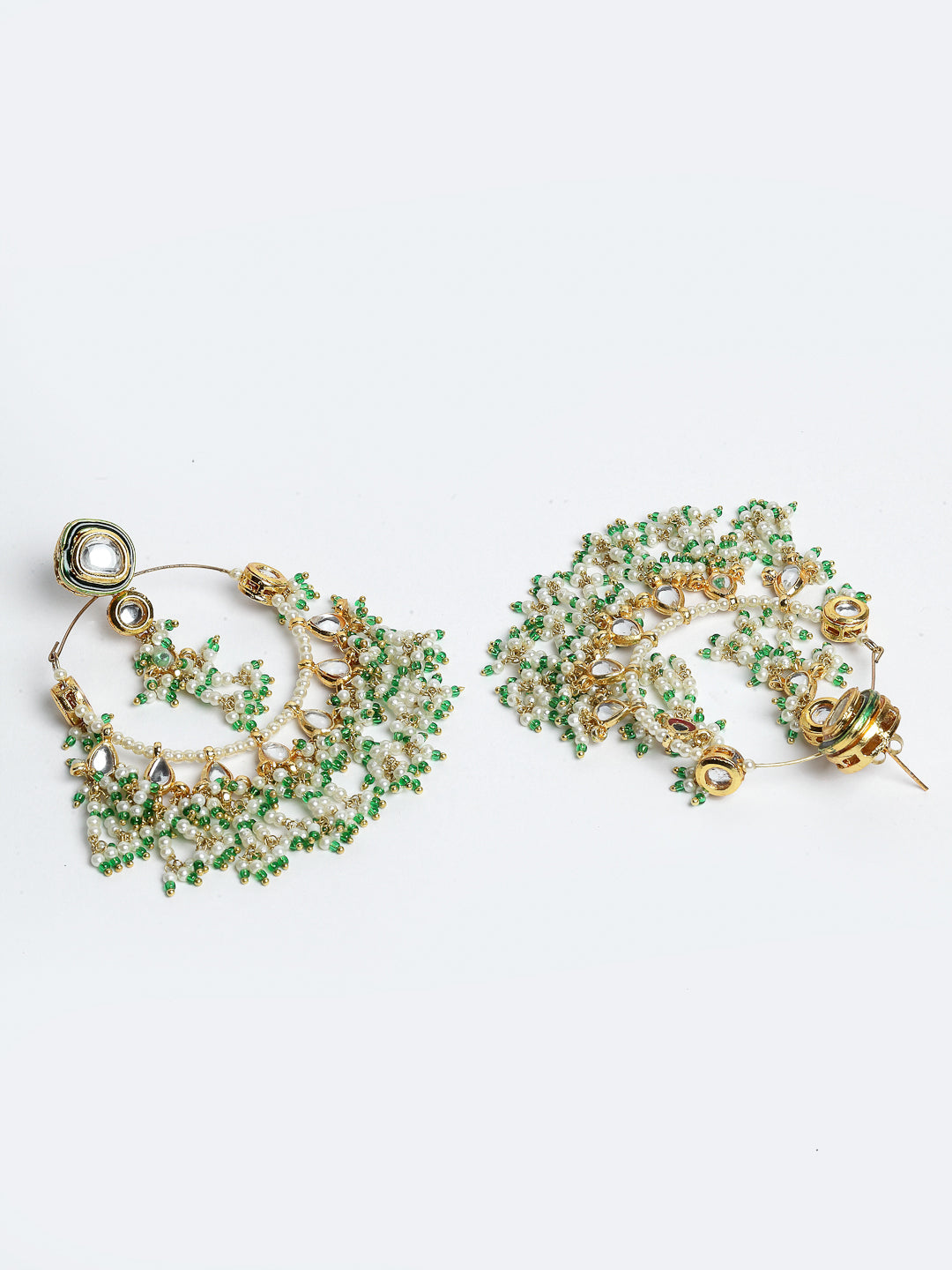 Green and White Kundan Chandbala Earring from Dugristyle Ruhaniyat By Dugran