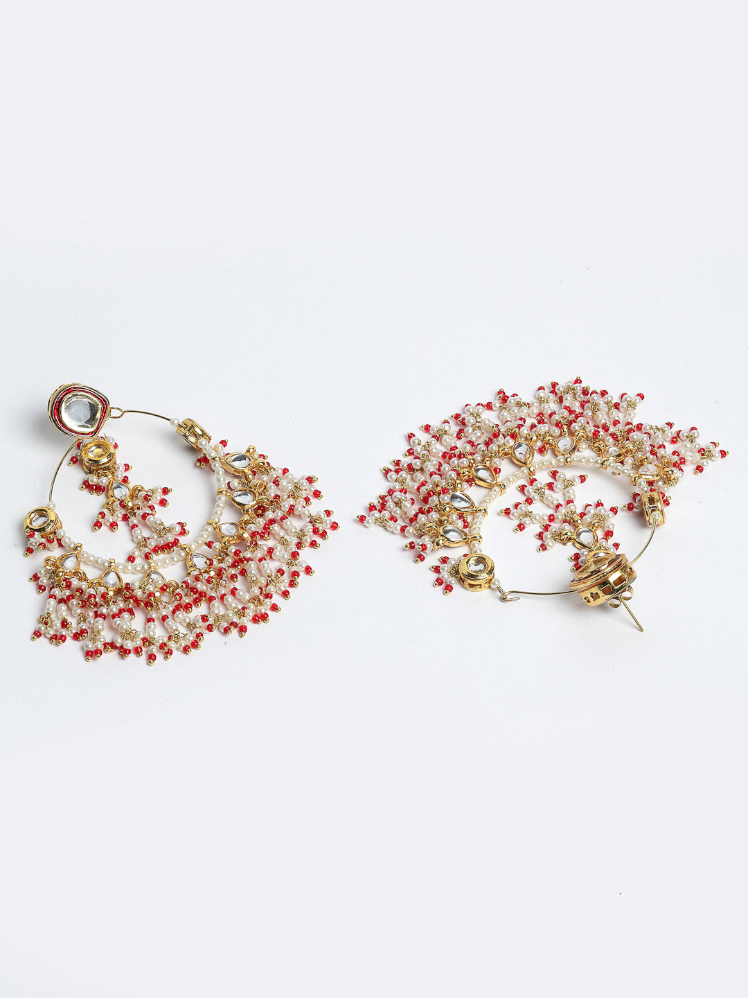 Red and White Kundan Chandbala Earring from Dugristyle Ruhaniyat By Dugran