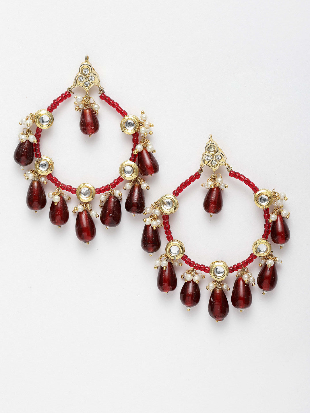 Red and Gold Kundan Chand Bali Earring from Dugristyle Ruhaniyat By Dugran