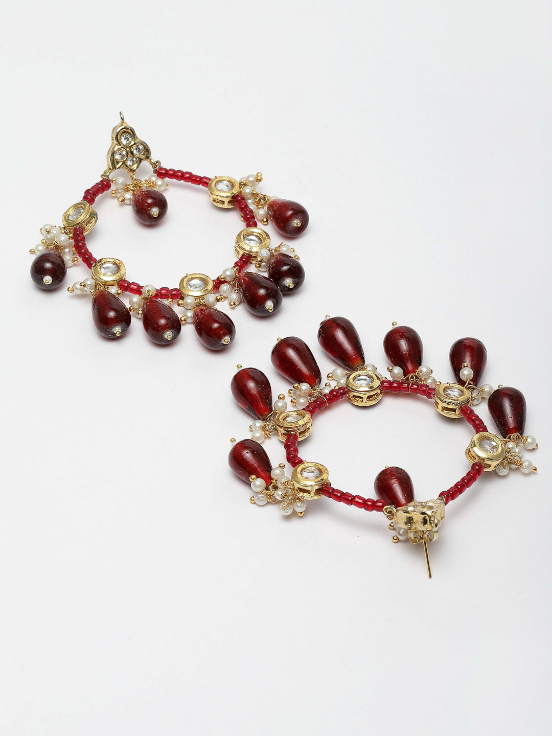 Red and Gold Kundan Chand Bali Earring from Dugristyle Ruhaniyat By Dugran