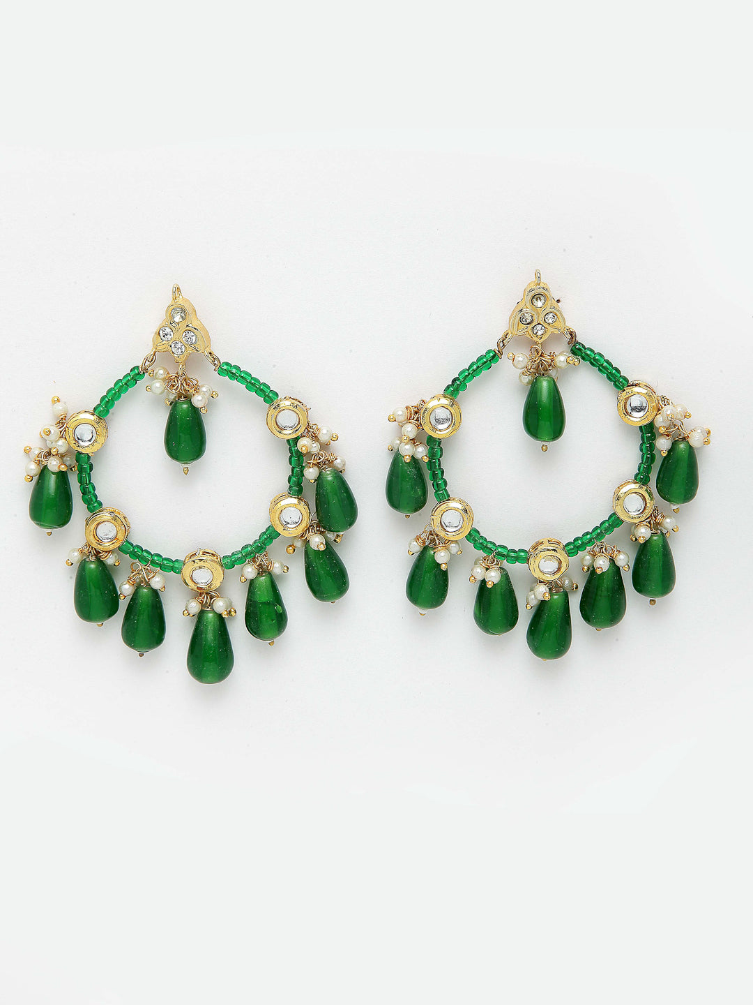 Green and Gold Kundan Chand Bali Earring from Dugristyle Ruhaniyat By Dugran