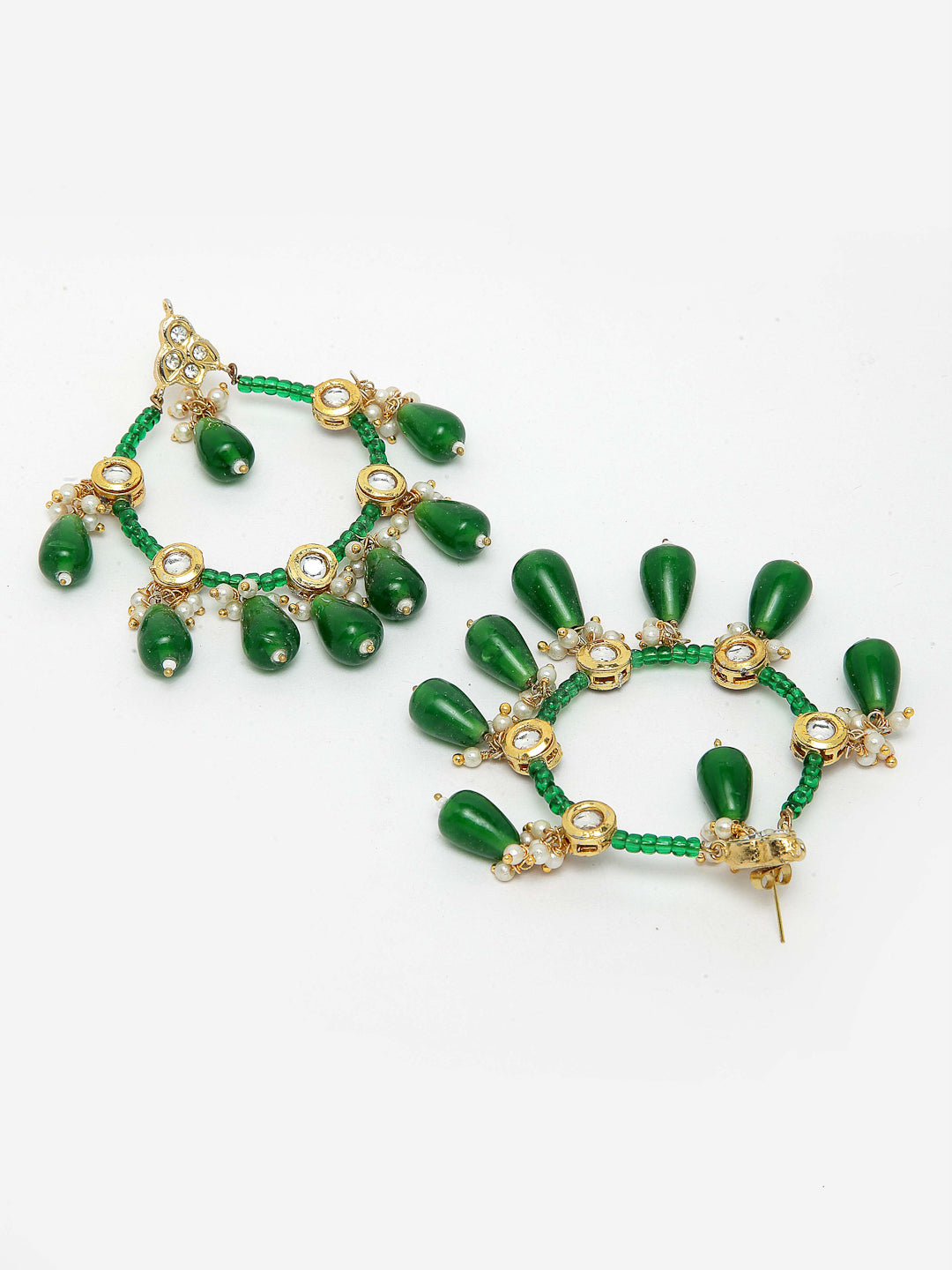 Green and Gold Kundan Chand Bali Earring from Dugristyle Ruhaniyat By Dugran