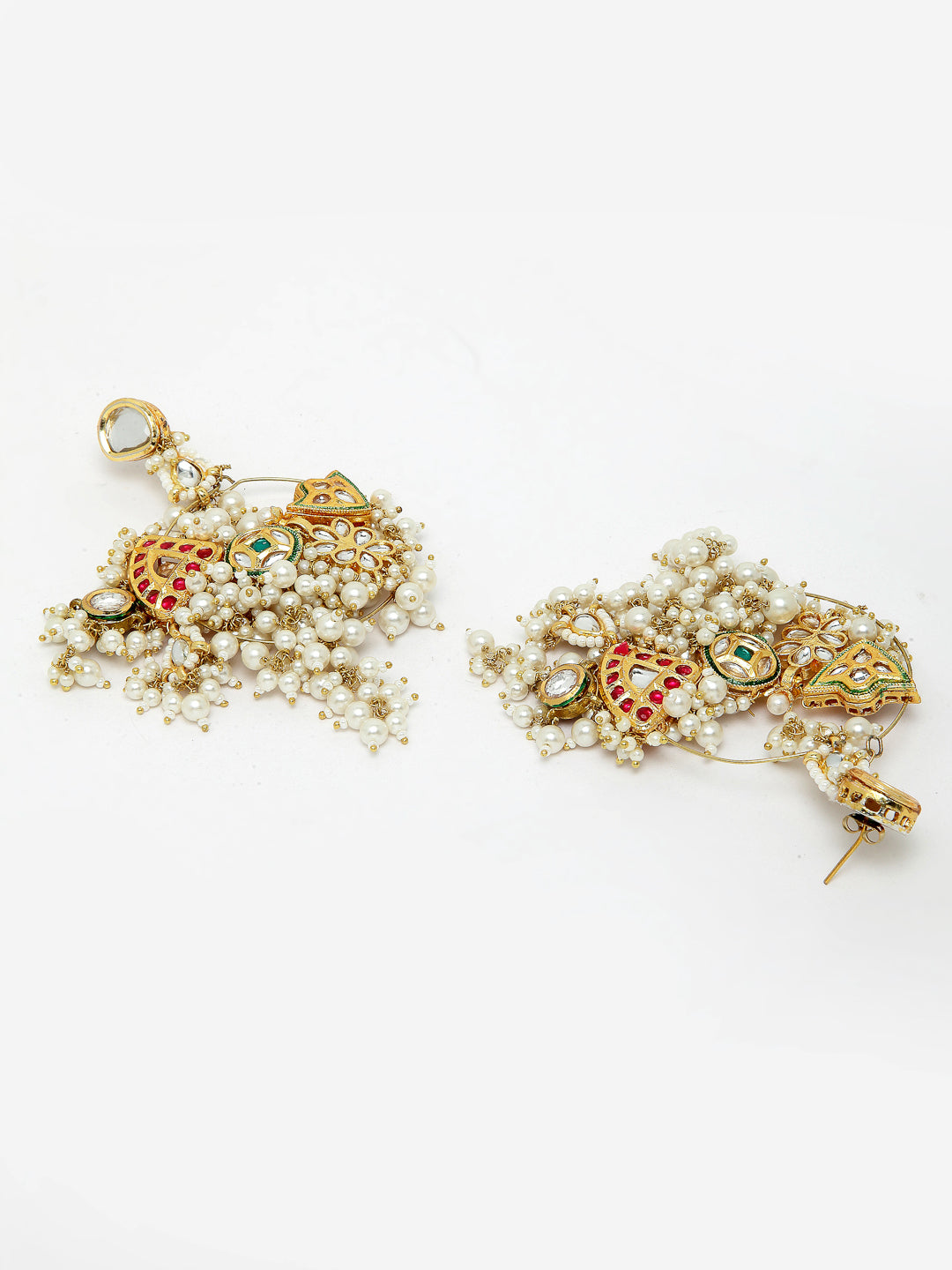 Green and Red Kundan Chand Bali Earring from Dugristyle Ruhaniyat By Dugran