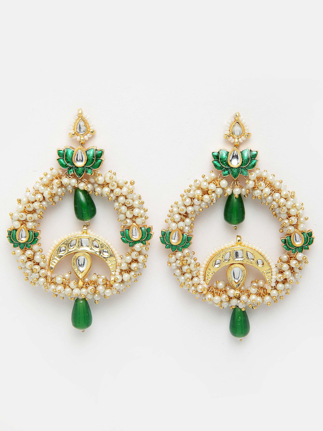 Green and Gold Kundan Chand Bali Earring from Dugristyle Ruhaniyat By Dugran