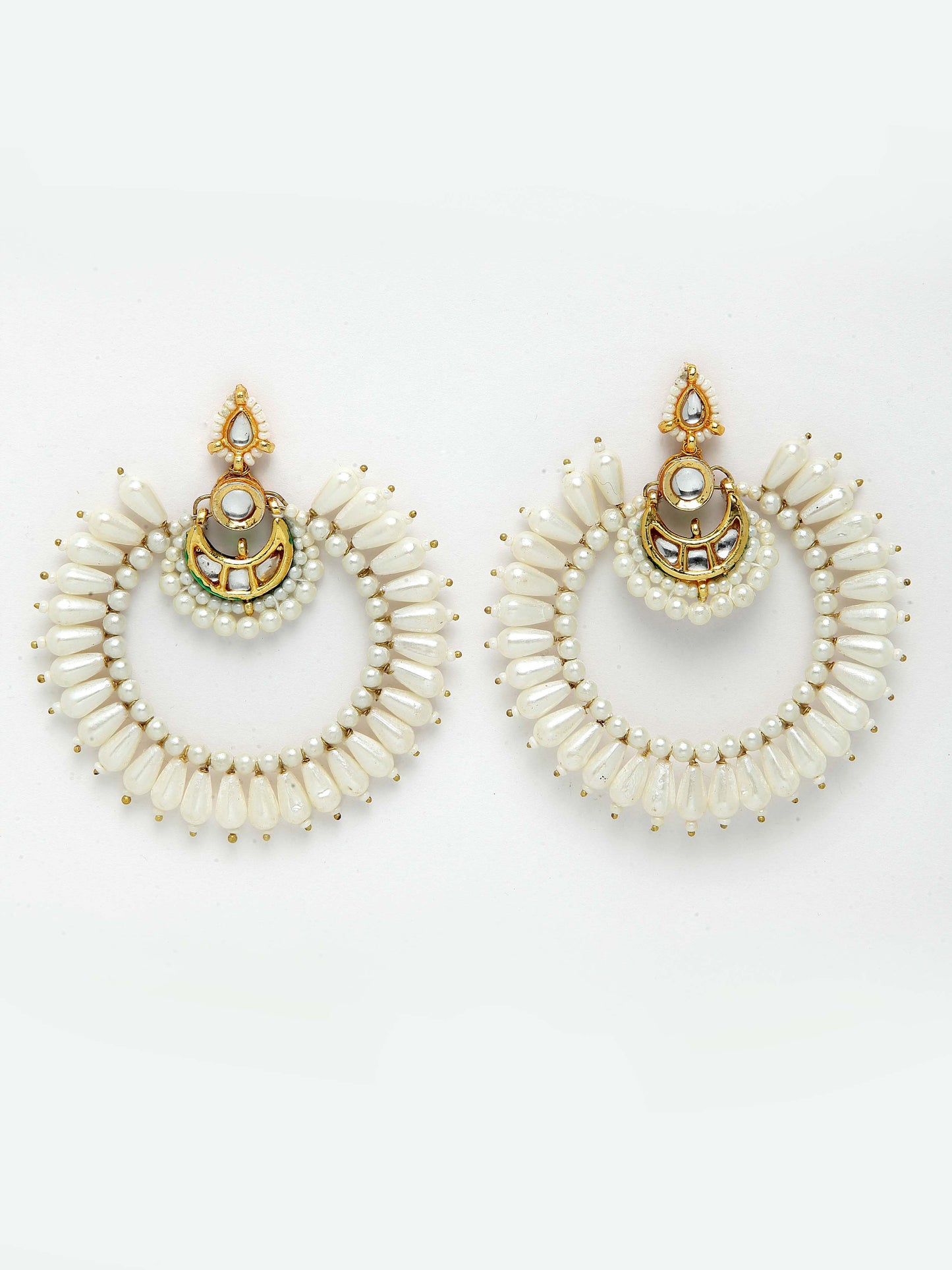 Gold and White Kundan Chand Bali Earring from Dugristyle Ruhaniyat By Dugran
