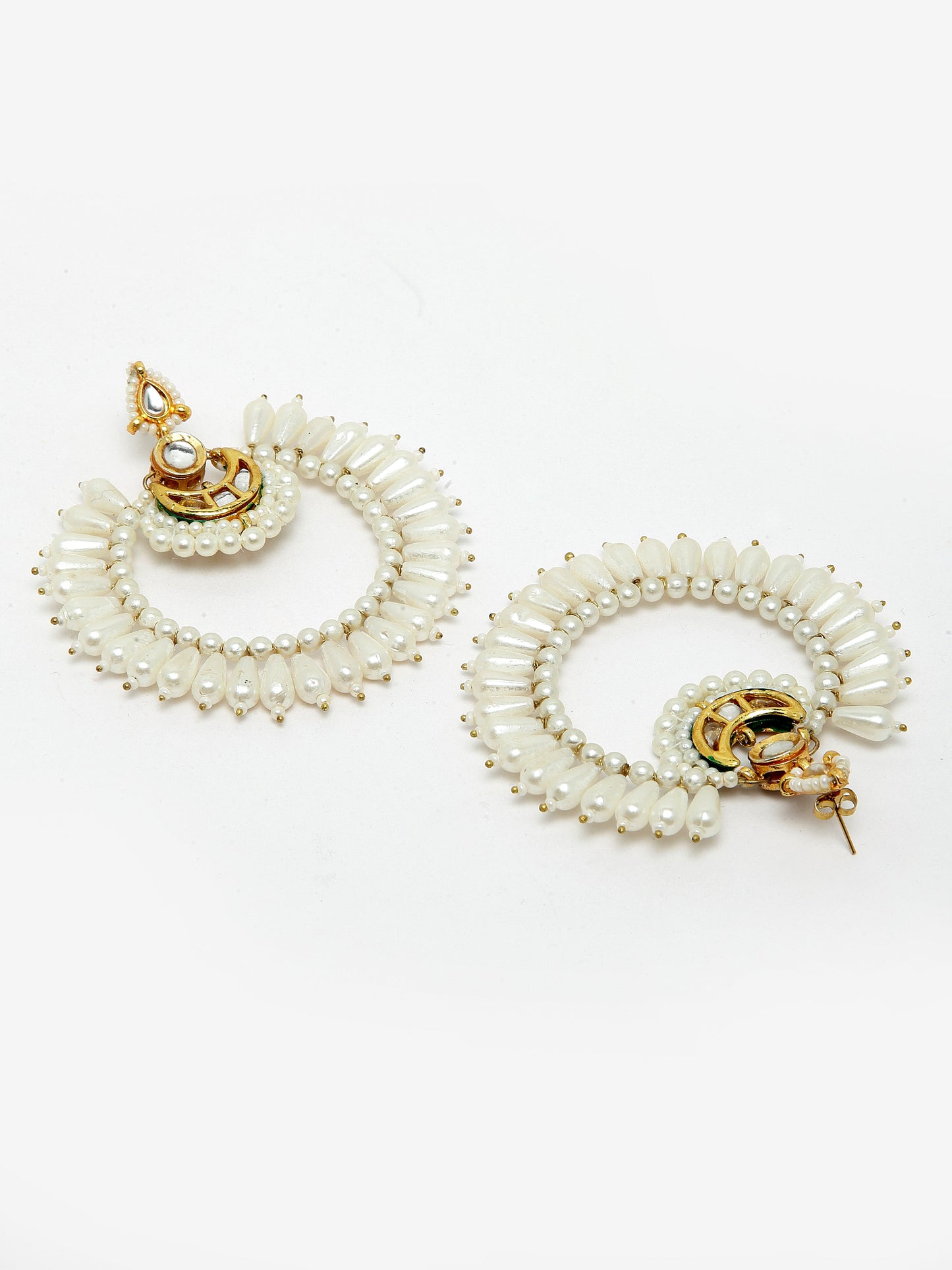 Gold and White Kundan Chand Bali Earring from Dugristyle Ruhaniyat By Dugran