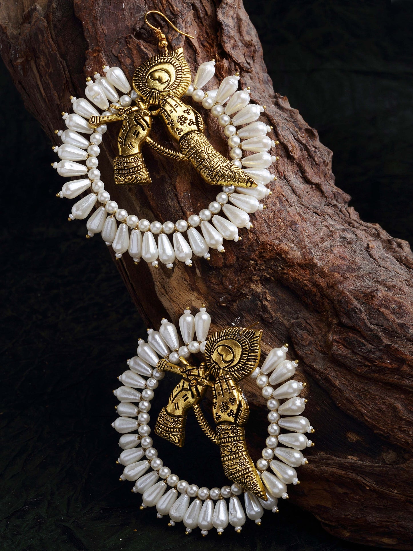 Gold and Black Krishan Ji Chand Bali Earring from Dugristyle Ruhaniyat By Dugran