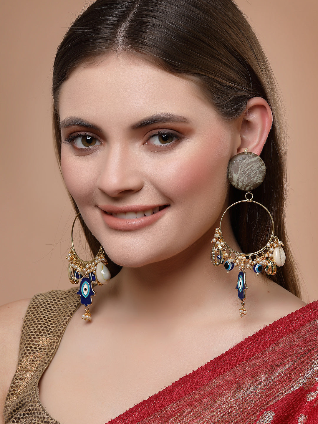Green and Blue Evil Eye Earring from Dugristyle Ruhaniyat By Dugran