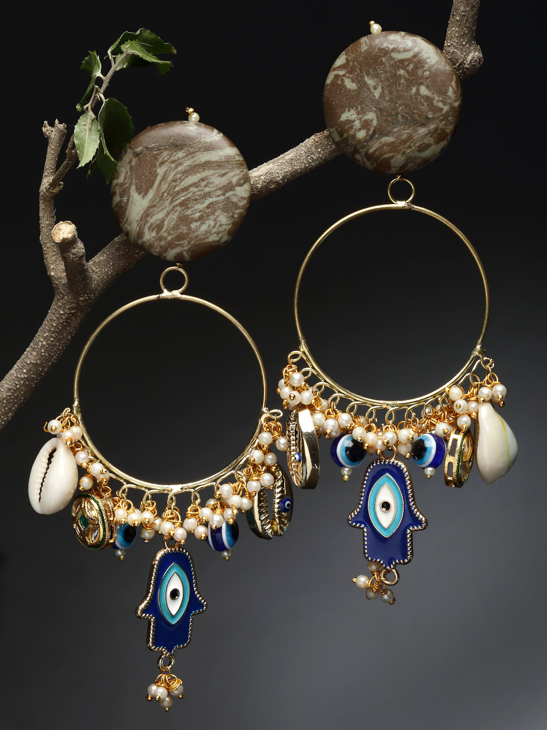 Green and Blue Evil Eye Earring from Dugristyle Ruhaniyat By Dugran