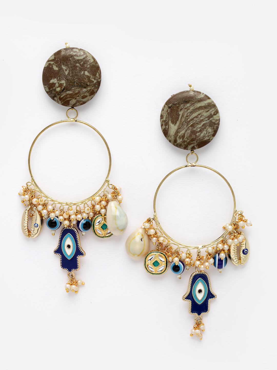 Green and Blue Evil Eye Earring from Dugristyle Ruhaniyat By Dugran