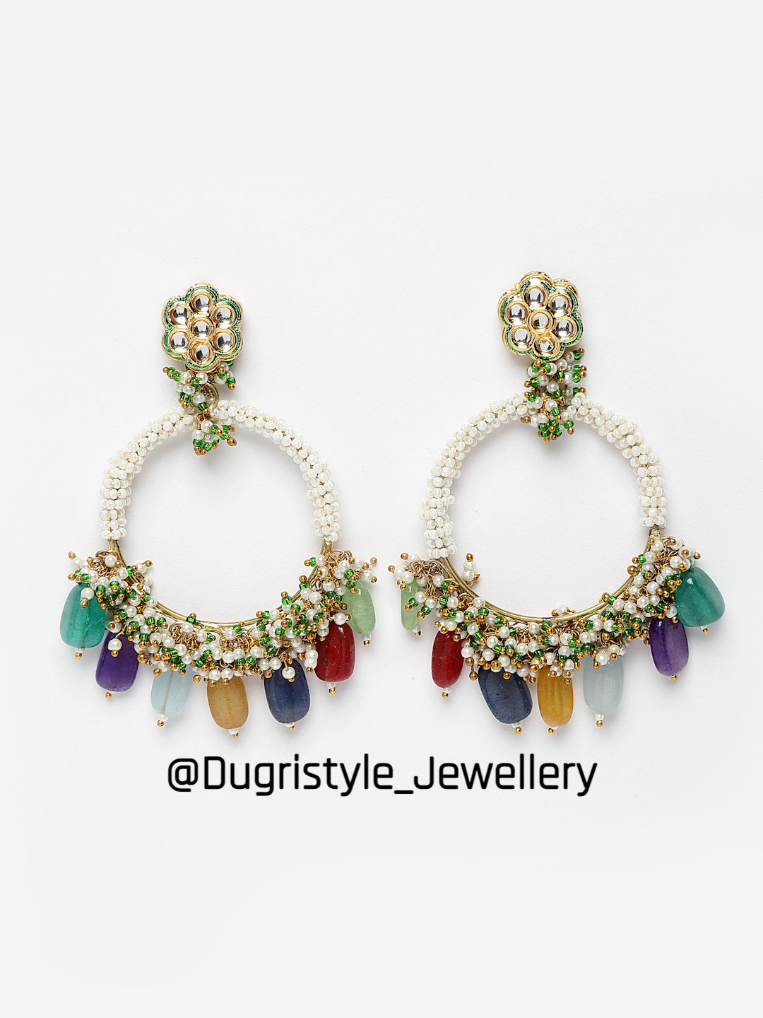 Green and Yellow Kundan Earring from Dugristyle Ruhaniyat By Dugran