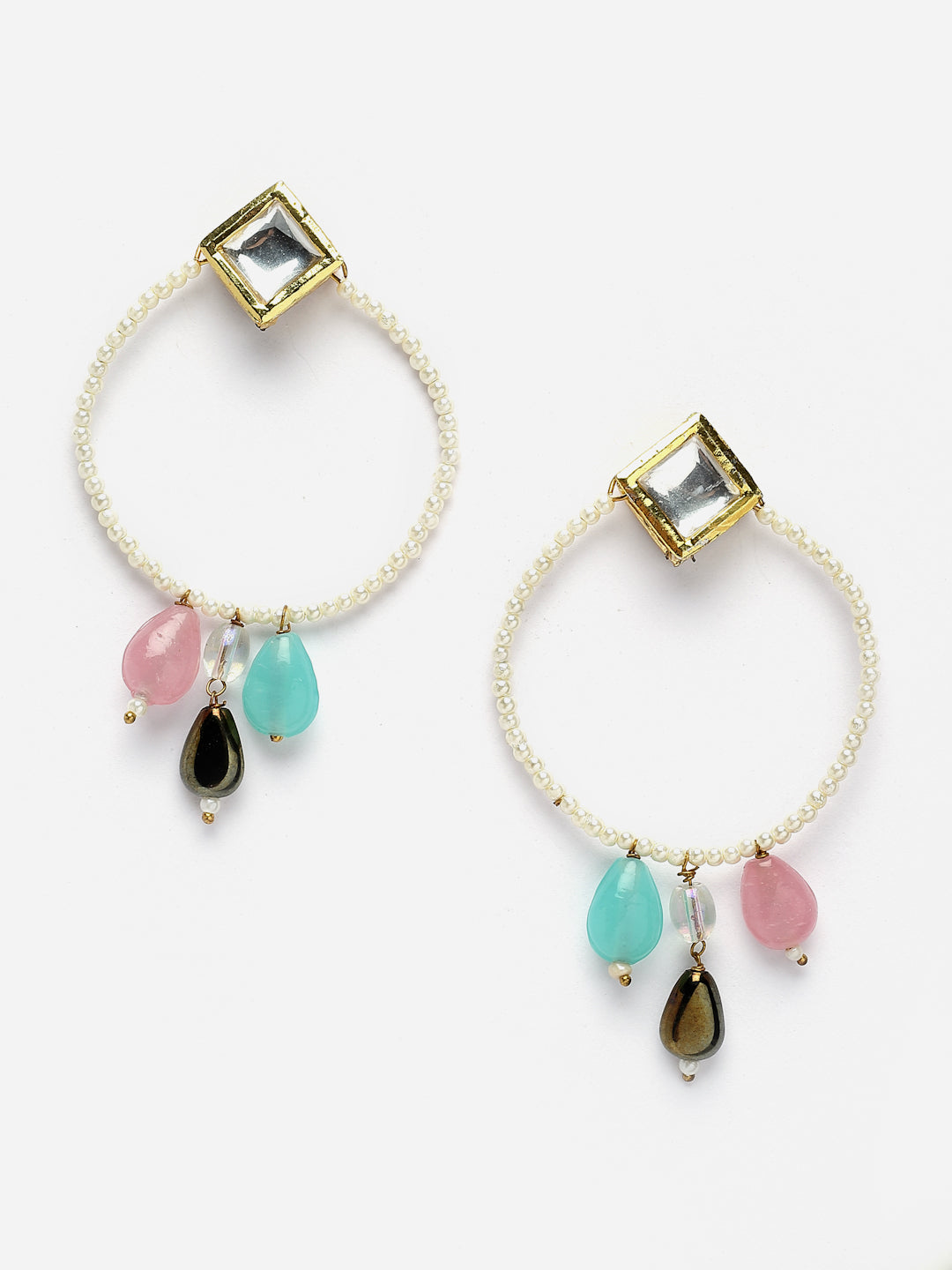 Pink and Blue Kundan Chand Bali from Dugristyle Ruhaniyat By Dugran