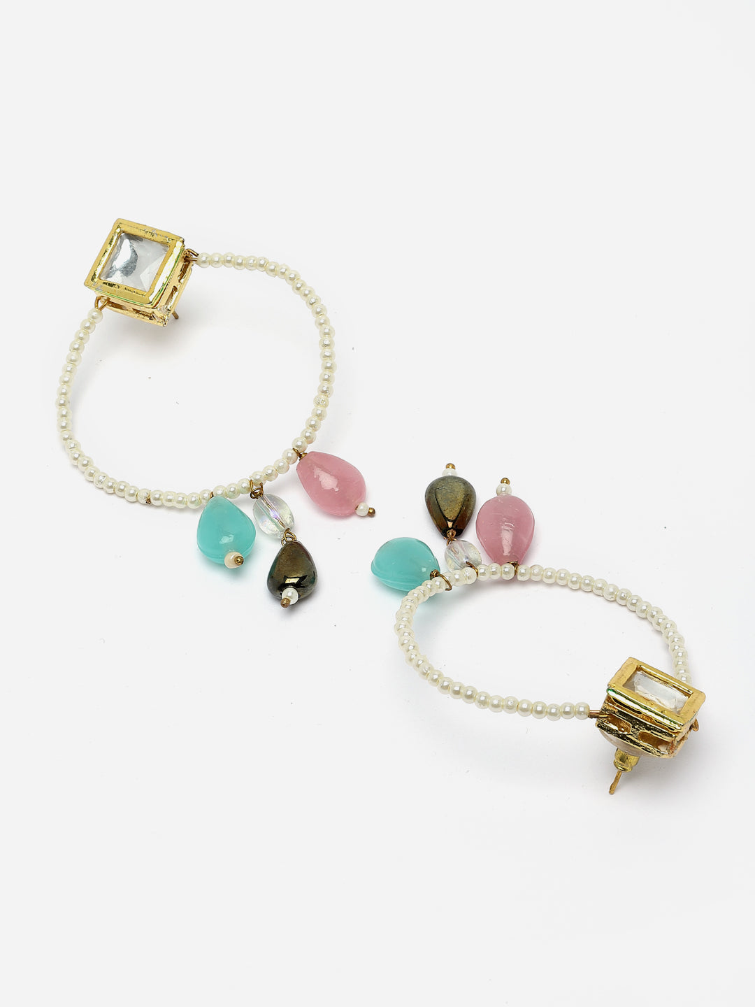 Pink and Blue Kundan Chand Bali from Dugristyle Ruhaniyat By Dugran