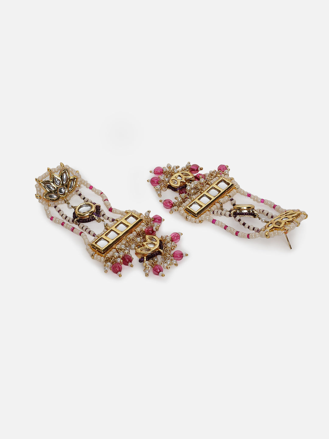 Pink and Purple Kundan Earring with Pink Pearl Highlight from Dugristyle Ruhaniyat By Dugran