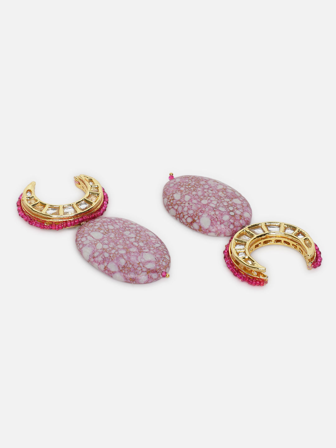 Pink and Gold Kundan Earring with Natural Stones Hangings and Pink Highlight from Dugristyle Ruhaniyat By Dugran