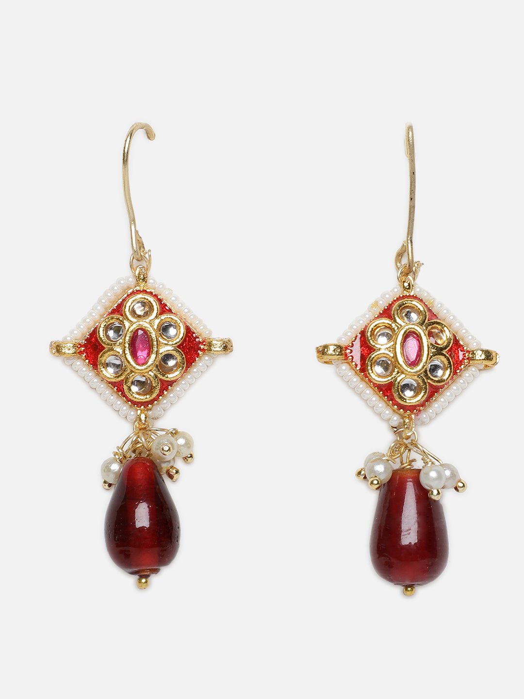 Maroon and Pink Kundan Earring with Meenakari touch from Dugristyle Ruhaniyat By Dugran