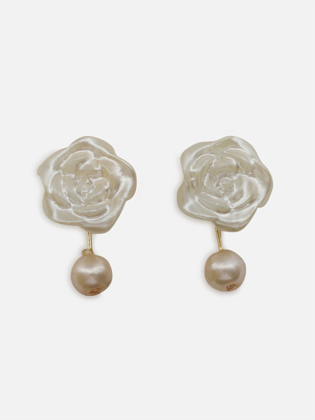 White and Gold Flower based Pearls earring from Dugristyle Ruhaniyat By Dugran