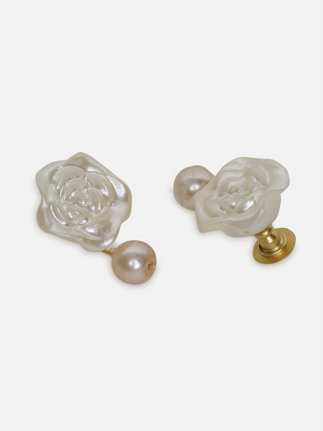 White and Gold Flower based Pearls earring from Dugristyle Ruhaniyat By Dugran