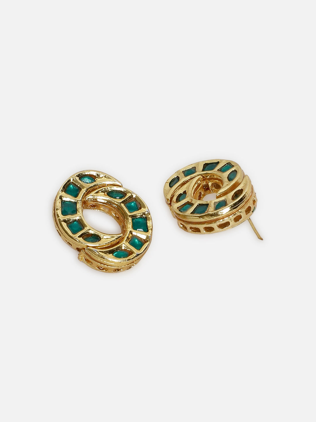 Green and Gold stud shaped Kundan Earring from Dugristyle Ruhaniyat By Dugran