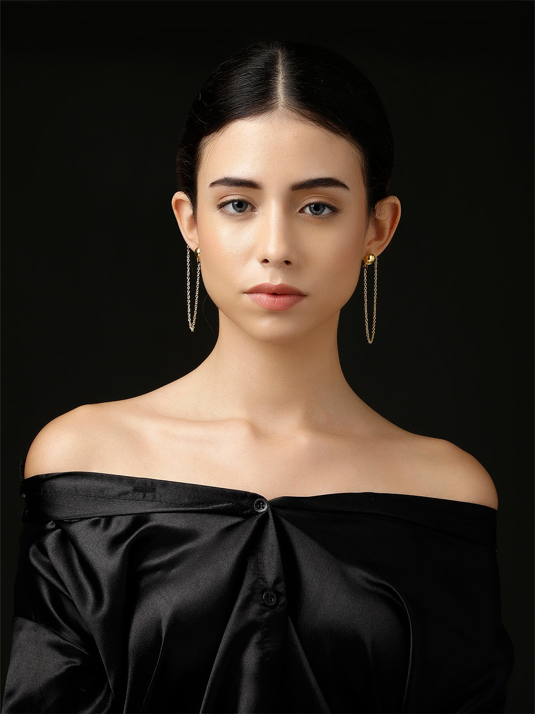 Gold and White Kundan Earring with Kanchain from Dugristyle Ruhaniyat By Dugran