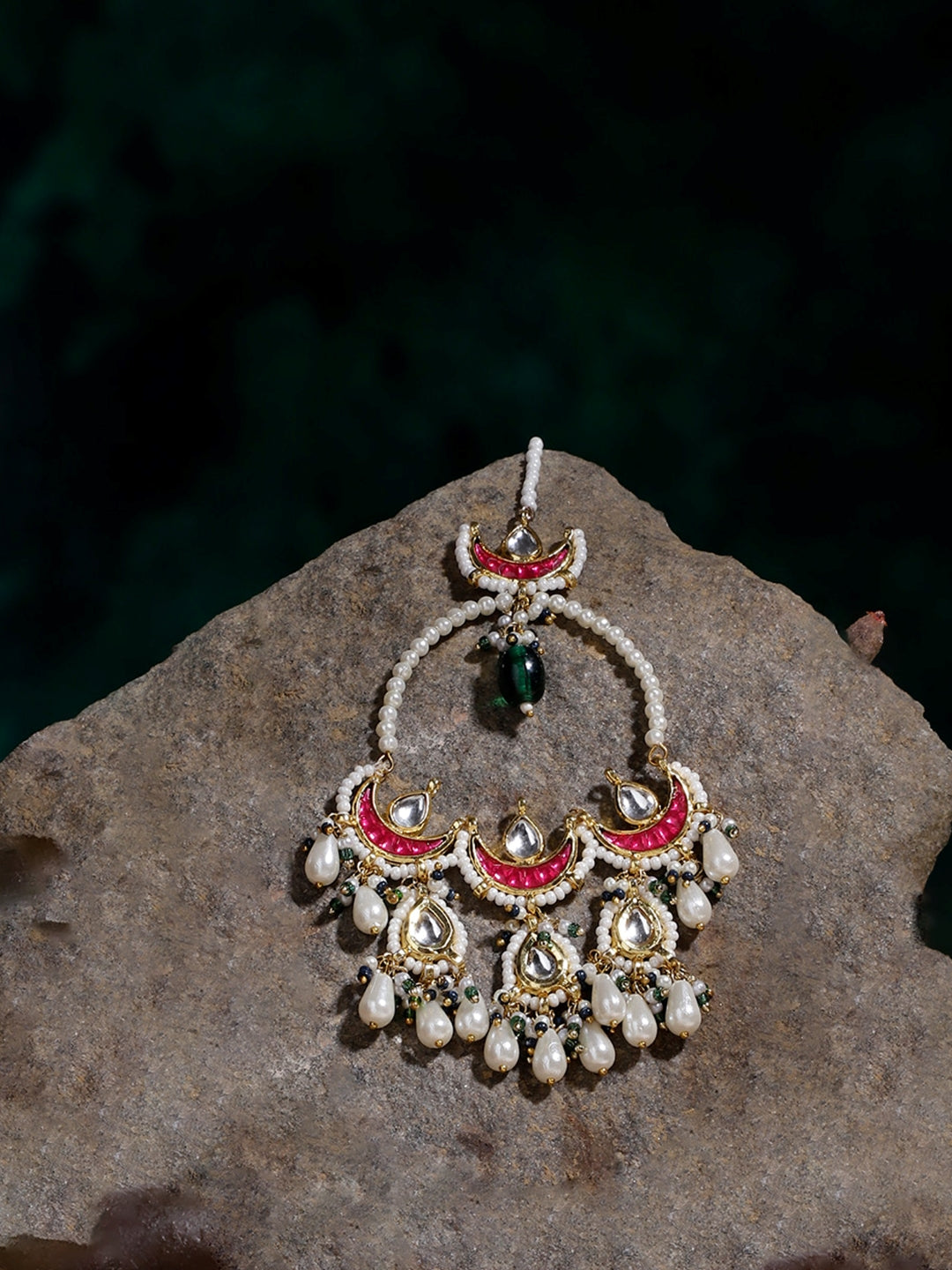 Red and Green Kundan Earring with Kanchain from Dugristyle Ruhaniyat By Dugran