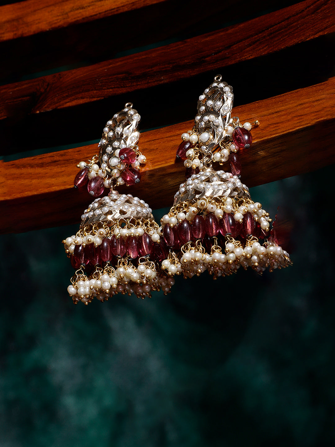 Pink and Gold Jadau Jhumki from Dugristyle Ruhaniyat By Dugran