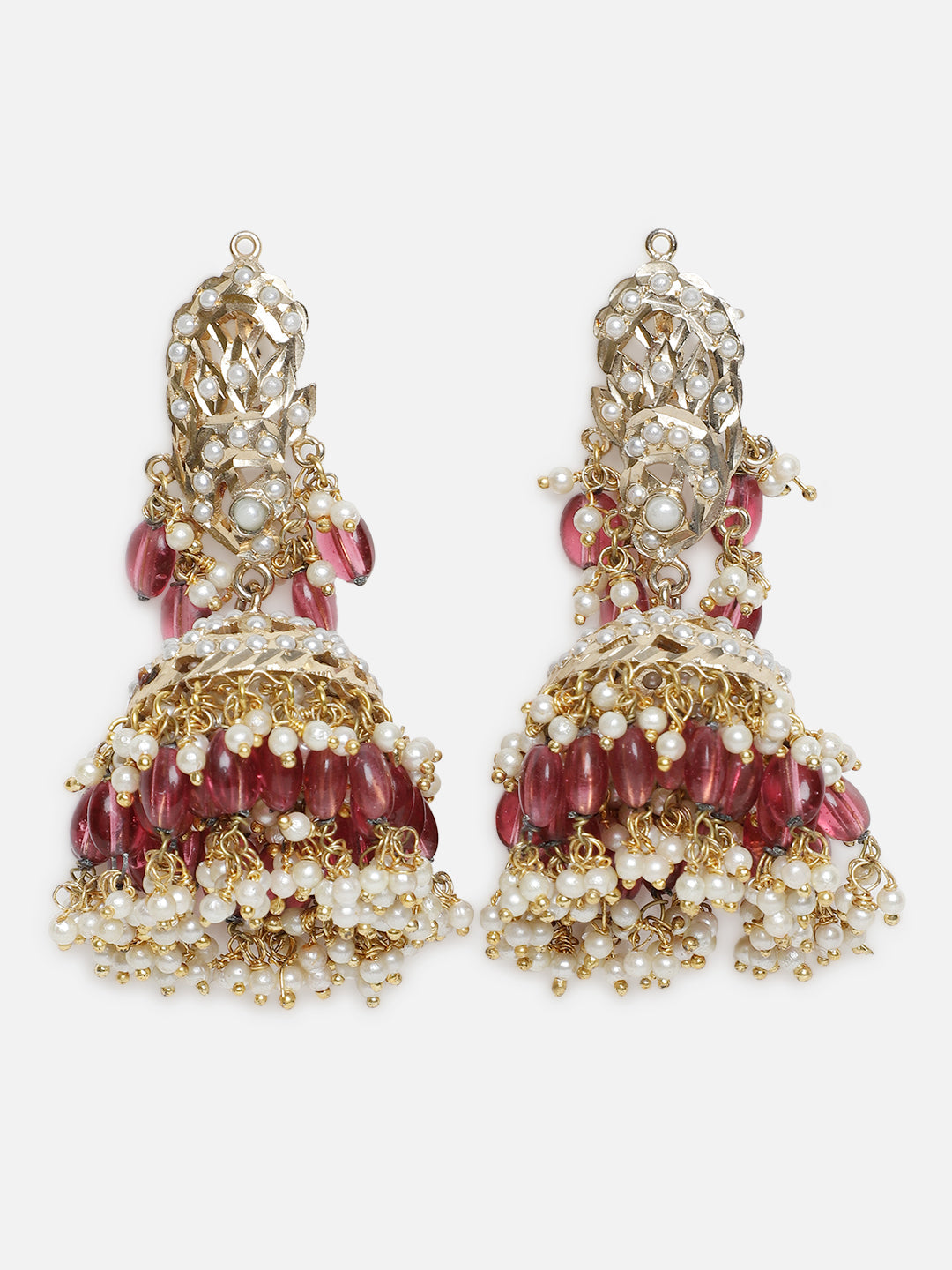 Pink and Gold Jadau Jhumki from Dugristyle Ruhaniyat By Dugran