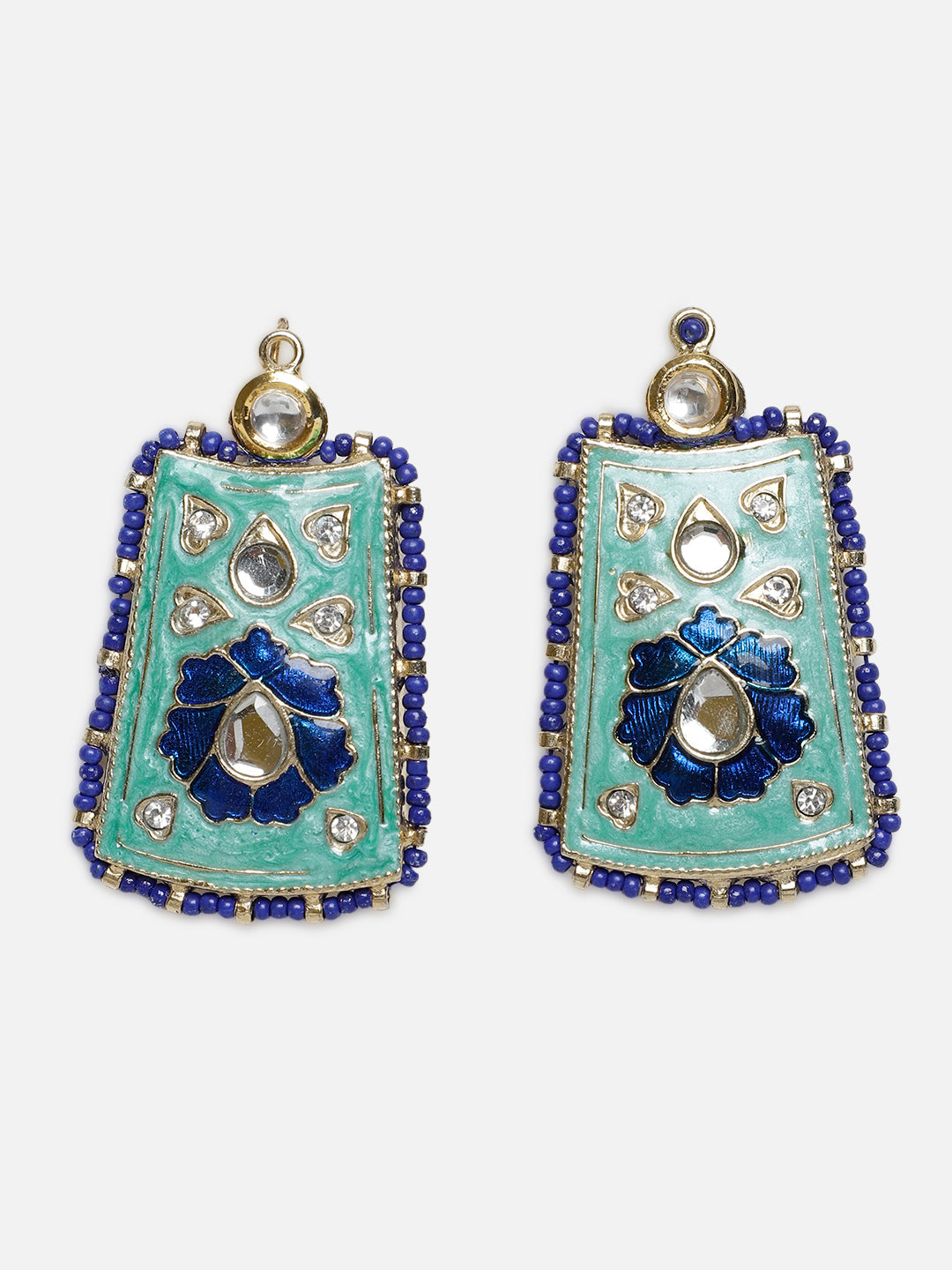Blue and Gold Meenakari earring with Kundan Work from Dugristyle Ruhaniyat By Dugran