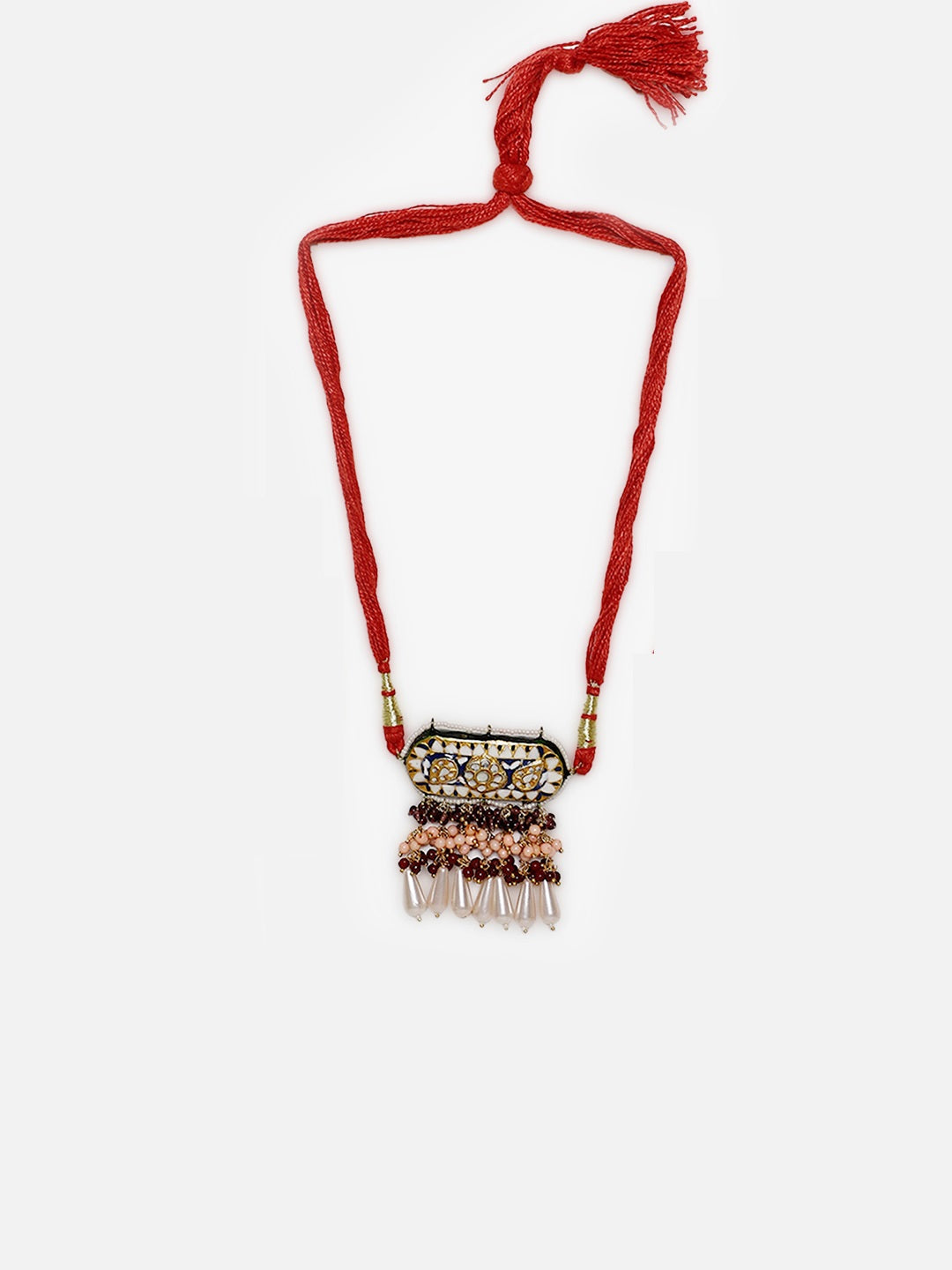 Red and Blue Meenakari Bajuband with adjustable Dori from Dugristyle Ruhaniyat By Dugran