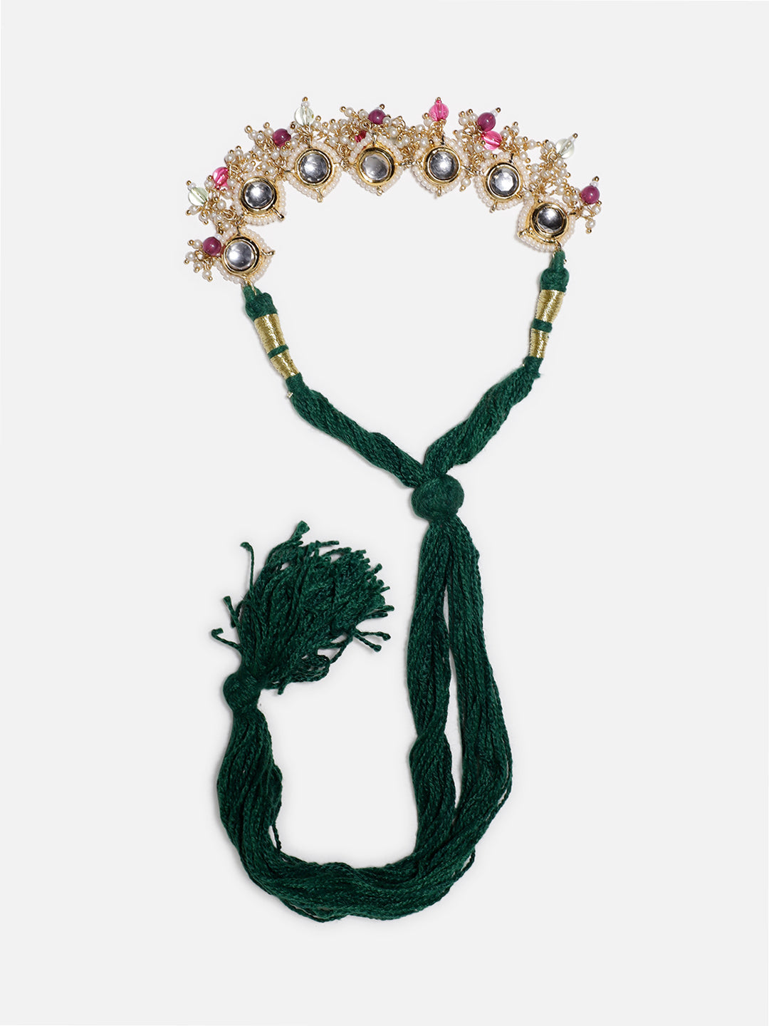 Green and Pink Kundan Bajuband with Adjustable Dori from Dugristyle Ruhaniyat By Dugran
