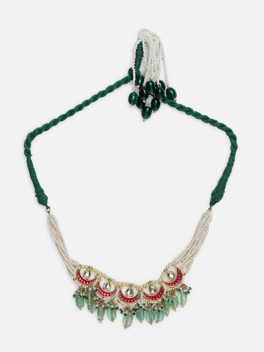 Green and Red Kundan Bajuband with Designer Adjustable Dori from Dugristyle Ruhaniyat By Dugran