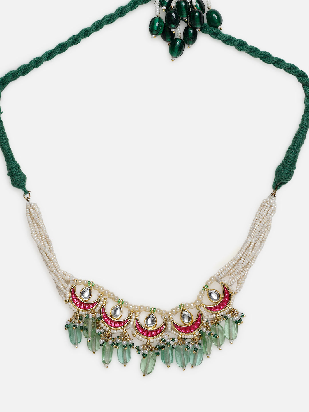 Green and Red Kundan Bajuband with Designer Adjustable Dori from Dugristyle Ruhaniyat By Dugran