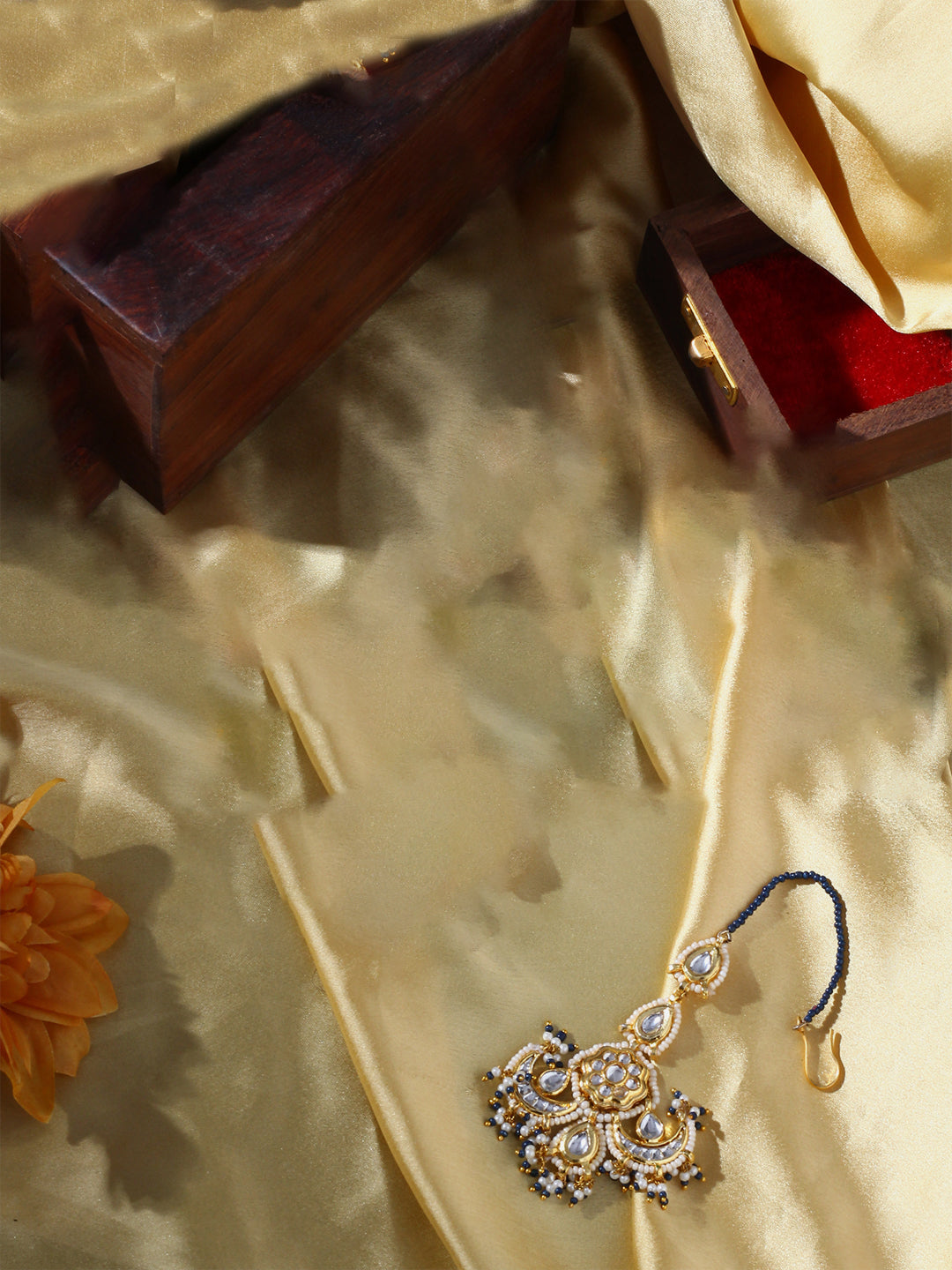 Blue and Cream Kundan Maang Tikka from Dugristyle Ruhaniyat By Dugran