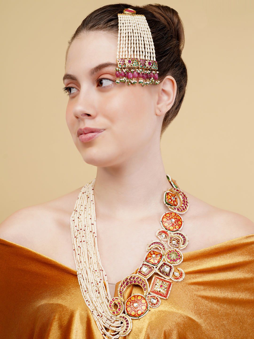 Kundan Passa with pearl work and Jadau tikras