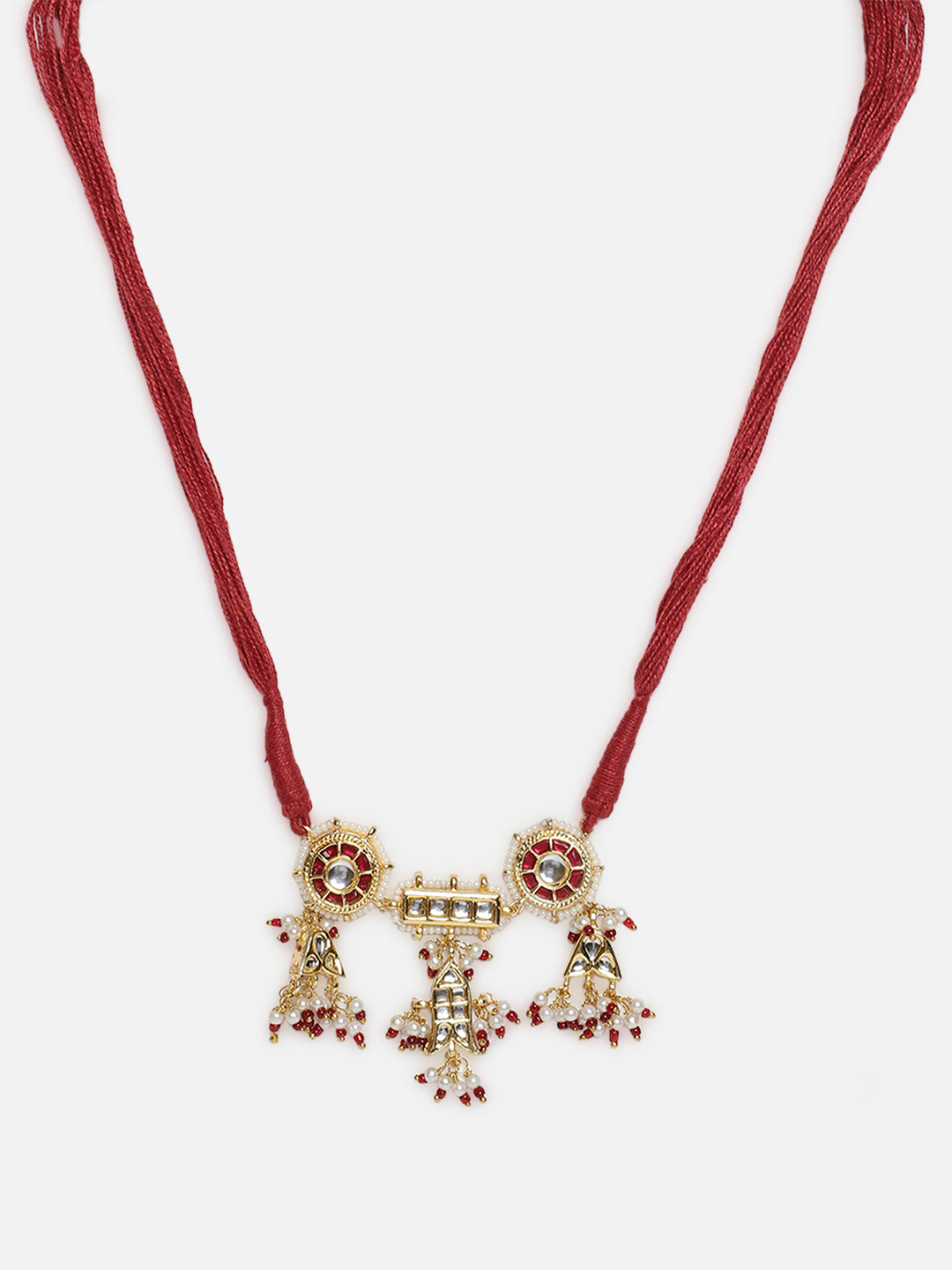 Red and Gold Multi Shaped and Red Colored Kundan Necklace from Dugristyle Ruhaniyat By Dugran