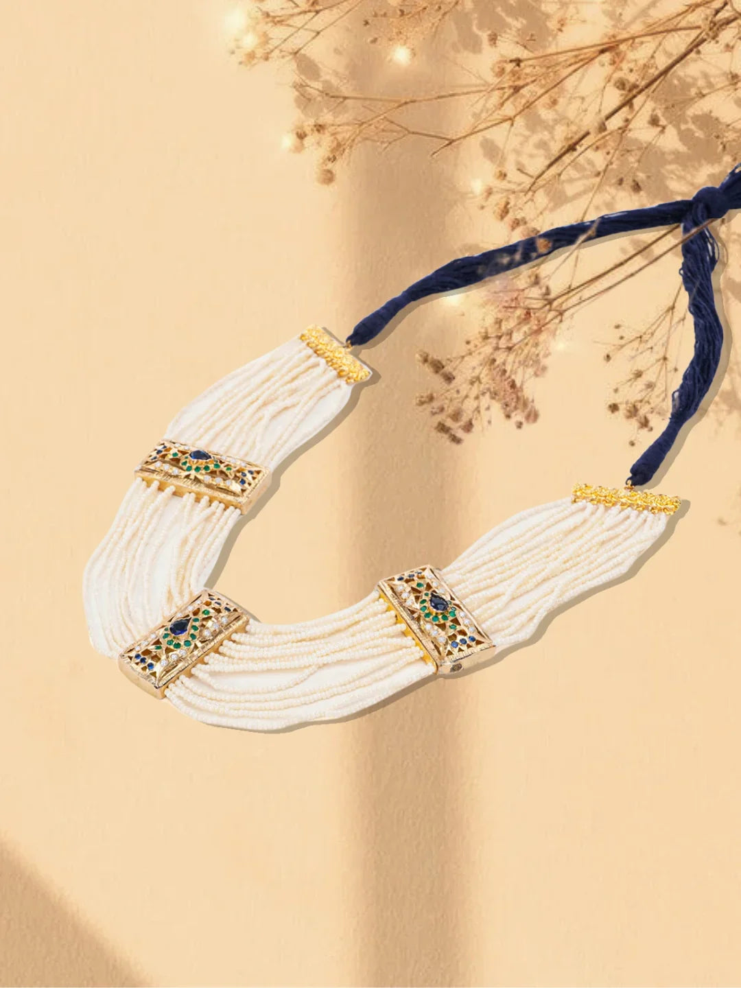 Peacock Inspired Colors in Jadau Design Necklace