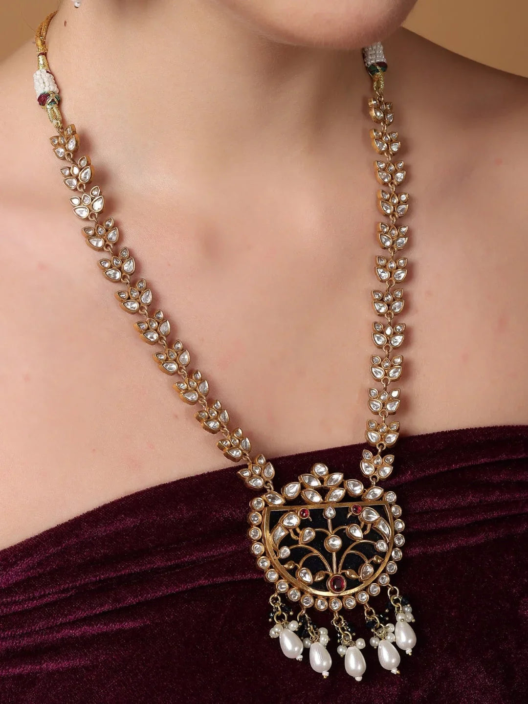 Blue and Gold Moissanite Stones used with peacock design Necklace and earrings set from Dugristyle Ruhaniyat By Dugran