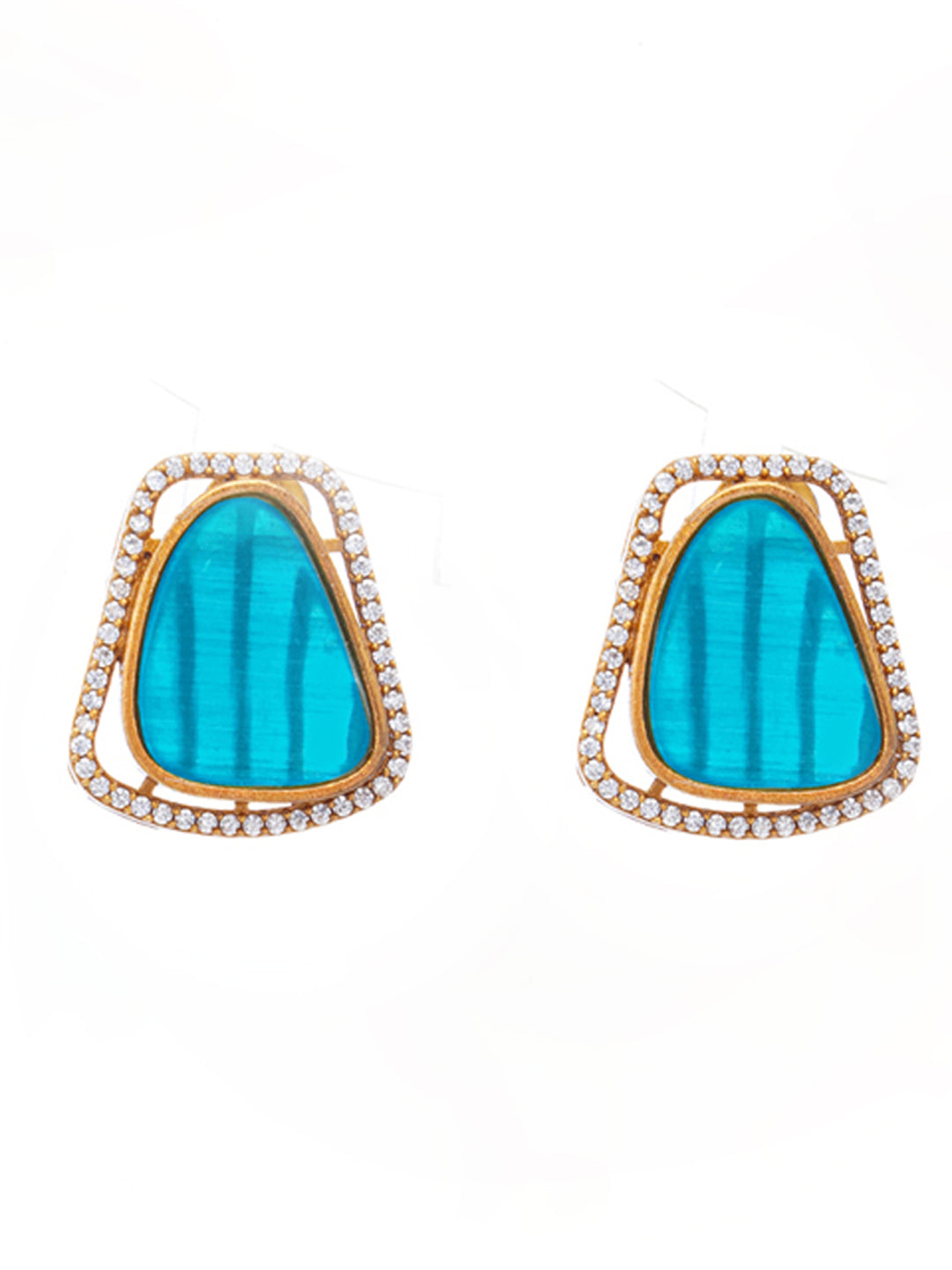 Blue and Gold Moissanite Stones used with Stripe design Necklace and earrings set from Dugristyle Ruhaniyat By Dugran
