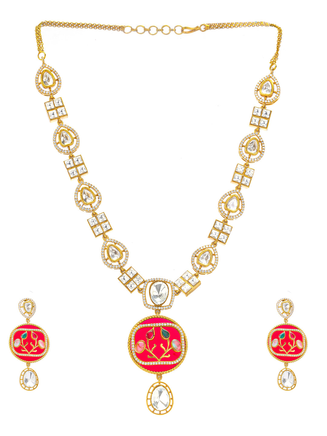 Moissanite with American Diamond necklace with Earring