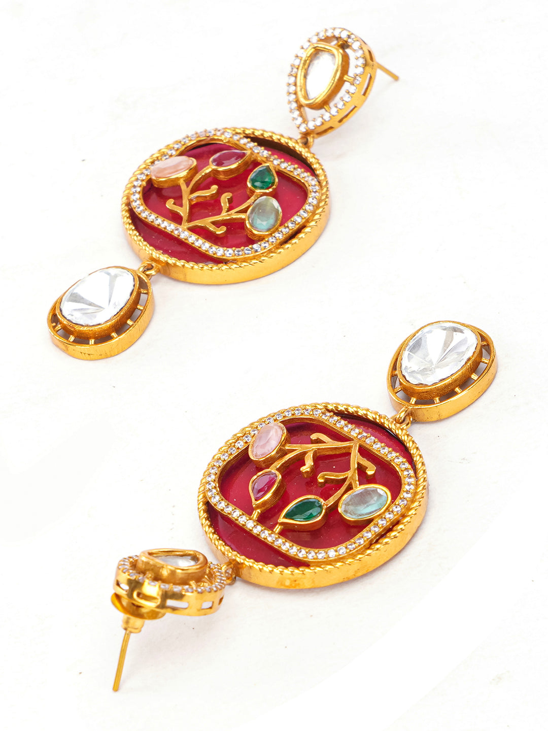 Red and Green Moissanite with American Diamond necklace with Earring from Dugristyle Ruhaniyat By Dugran