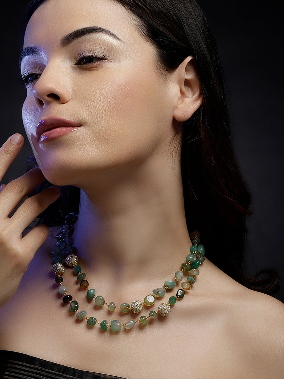 Blue and Gold Natural Stone Necklace from Dugristyle Ruhaniyat By Dugran
