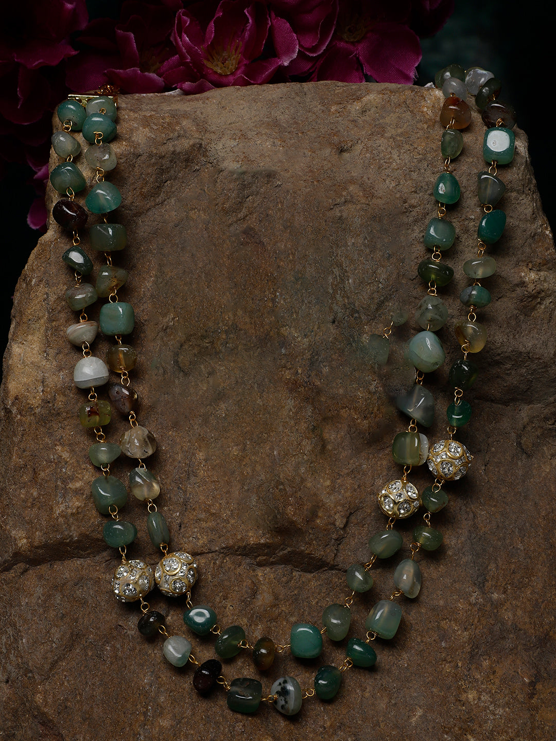 Blue and Gold Natural Stone Necklace from Dugristyle Ruhaniyat By Dugran