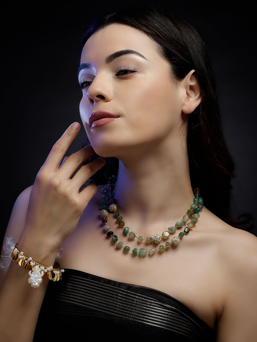 Blue and Gold Natural Stone Necklace from Dugristyle Ruhaniyat By Dugran