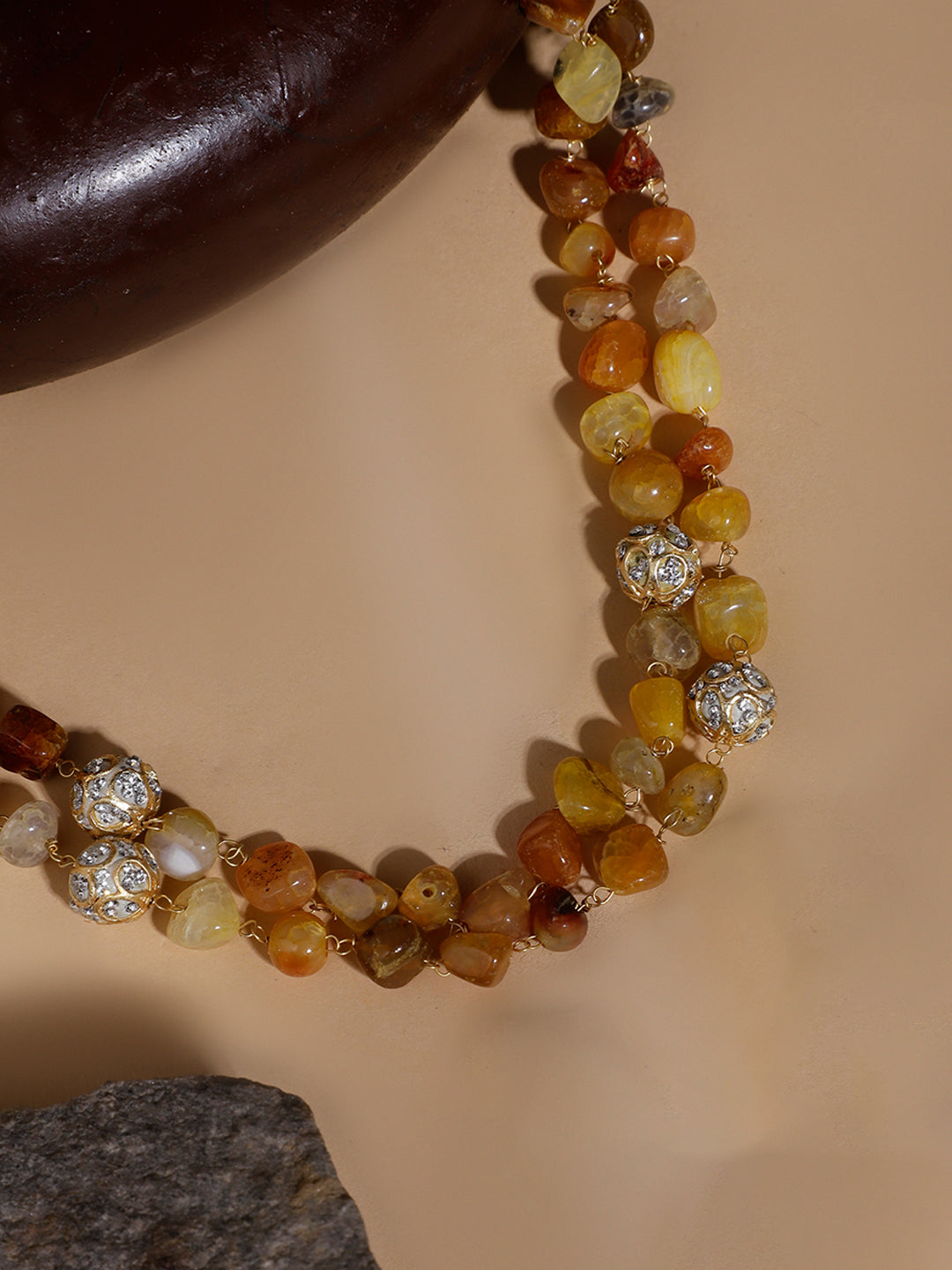 Yellow and Orange Natural Stone Necklace from Dugristyle Ruhaniyat By Dugran