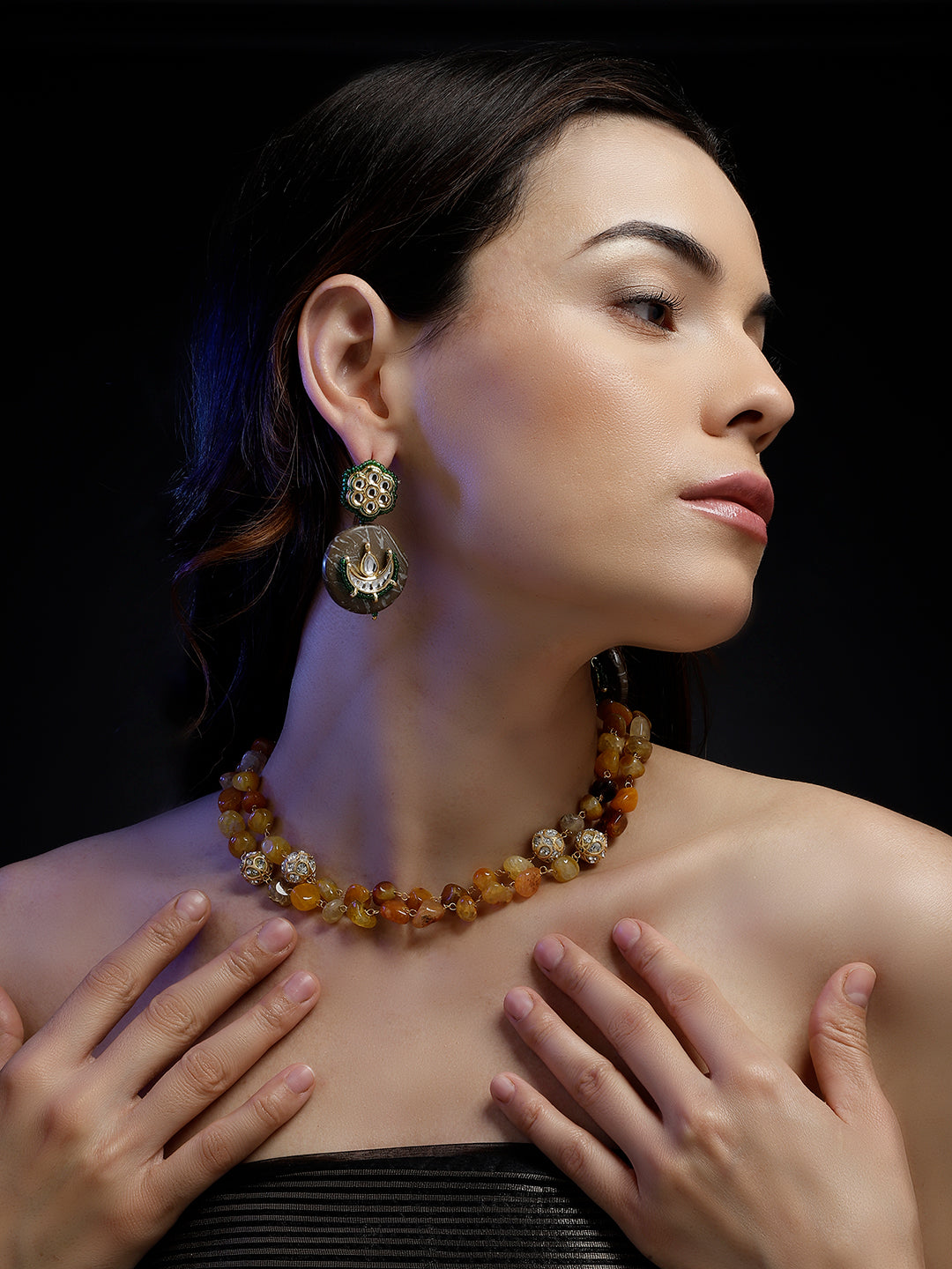 Yellow and Orange Natural Stone Necklace from Dugristyle Ruhaniyat By Dugran