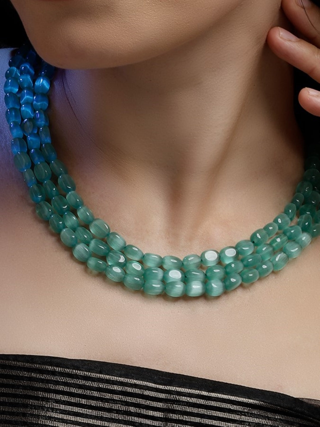 Green and Gold Natural Stones Necklace from Dugristyle Ruhaniyat By Dugran