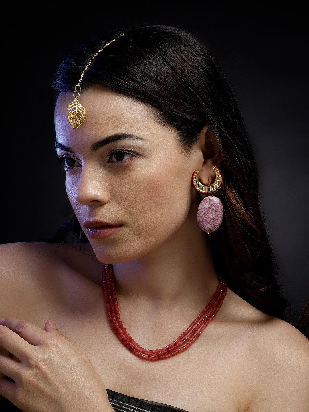 Pink and Gold Natural Stones Necklace from Dugristyle Ruhaniyat By Dugran