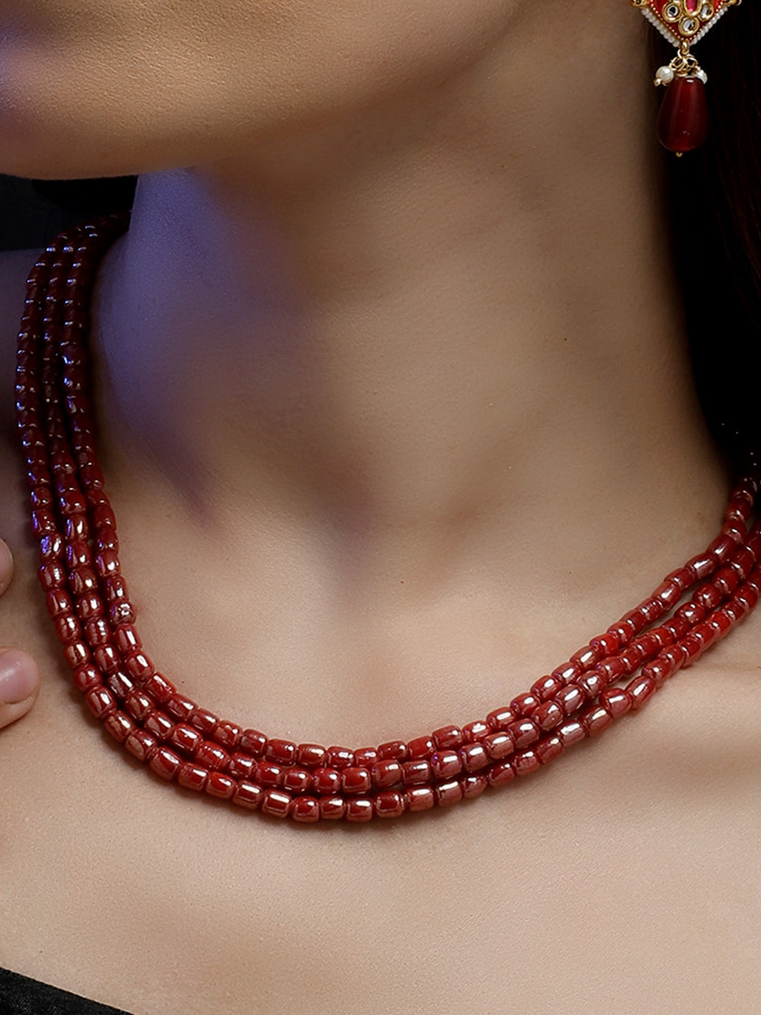 Red and Gold Natural Stones Necklace from Dugristyle Ruhaniyat By Dugran